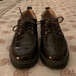 Womens patent leather Oxford shoes/dark brown/fall dress shoes/ 👞 size 6